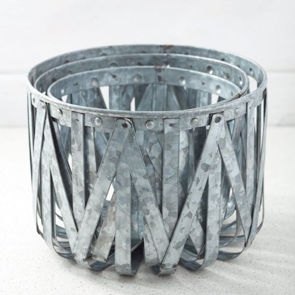 Set of Galvanized Metal Baskets - Picture 2 of 4